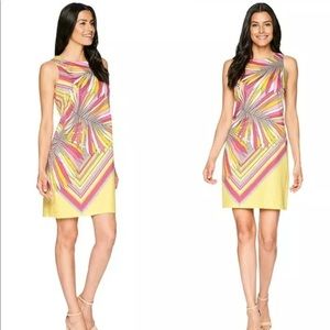 London Times Yellow Crew Neck Dress Women Size 10